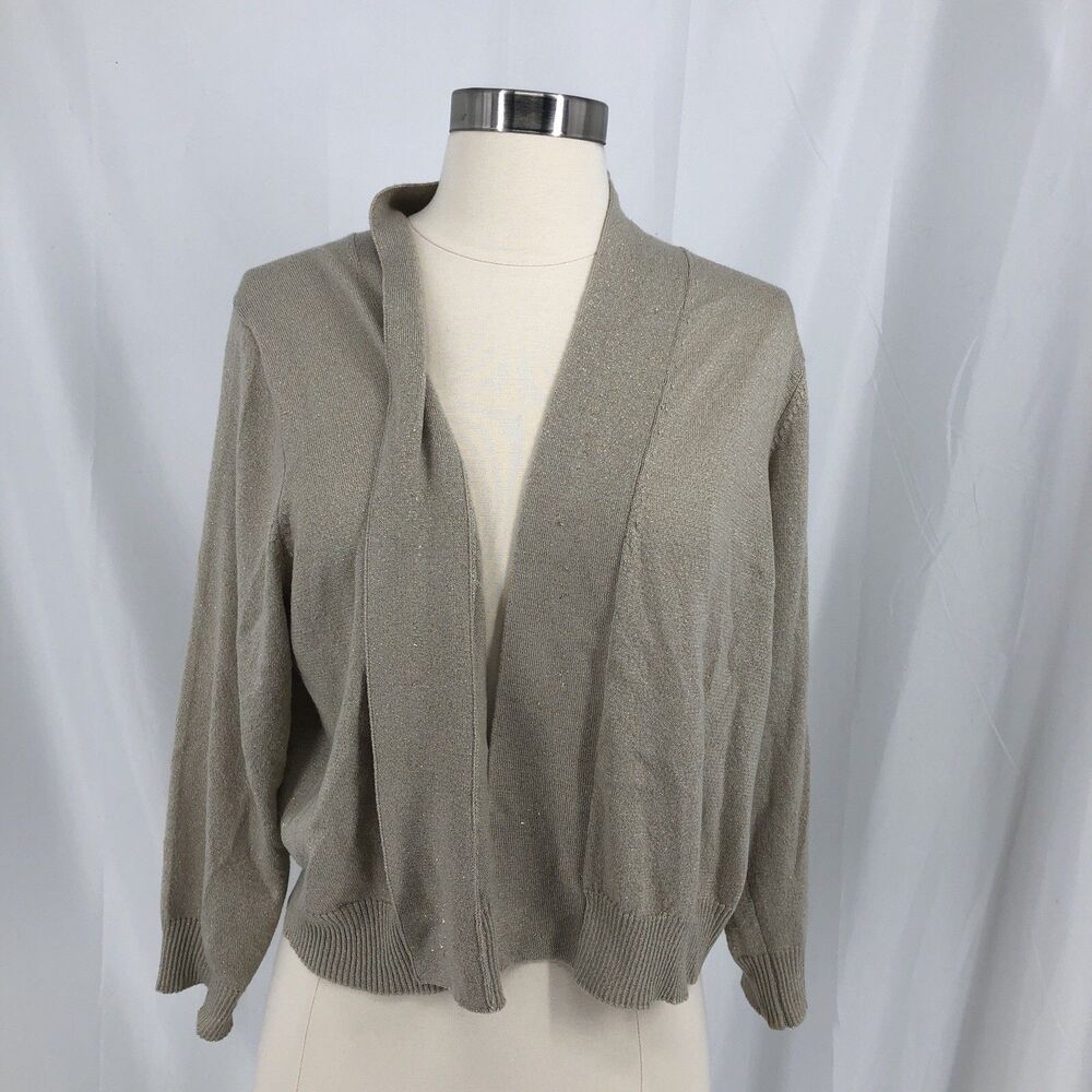 CALVIN KLEIN BEIGE W/GOLD DUSTING METALLIC KNIT BOLERO SIZE 1X